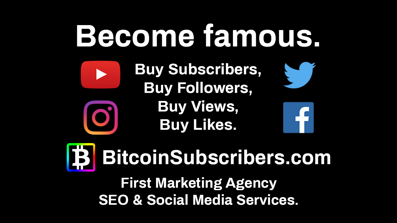 Buy YouTube subscribers with crypto or YouTube Views With Bitcoin buy X followers buy twitter followers buy twitter likes Buy Subscribers Followers Views Likes BitcoinSubscribers